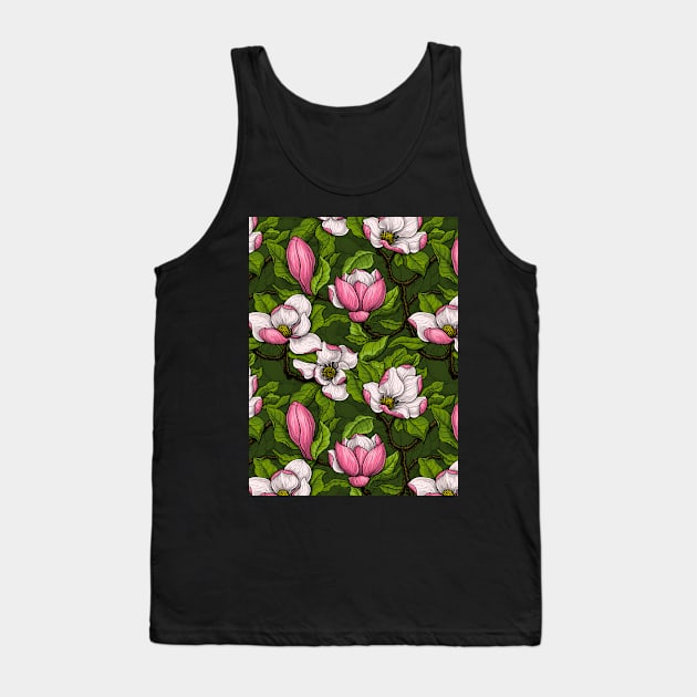 Blooming magnolia on dark green Tank Top by katerinamk